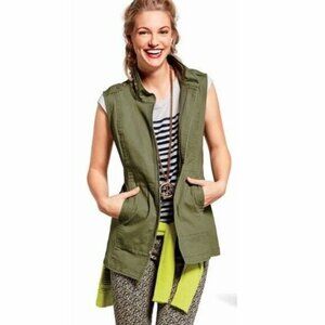 CAbi Explorer Army Green Long Utility Vest Size Small 5101 Military Womens Zip